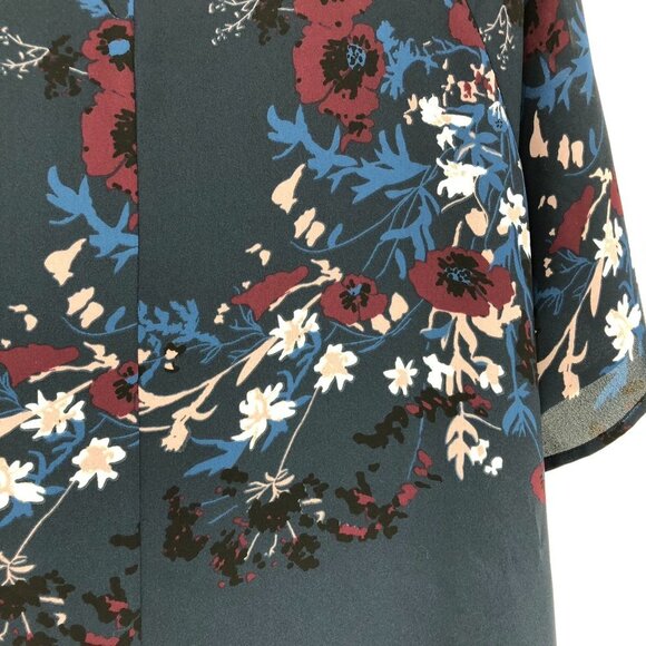 Monk & Lou Navy Blue  Floral Gathered Twist Short Sleeve Dess Size Small - Picture 8 of 16